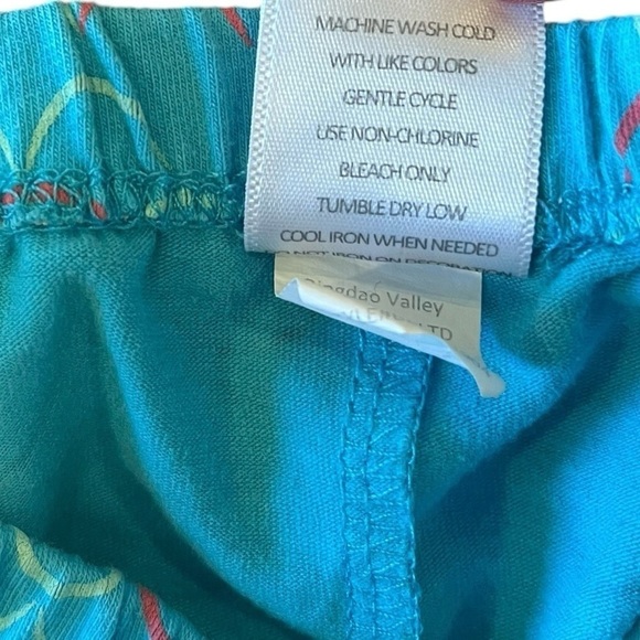 Girls casual pull-up light blue mermaid scale pants leggings cotton blend 24 M - Picture 6 of 9